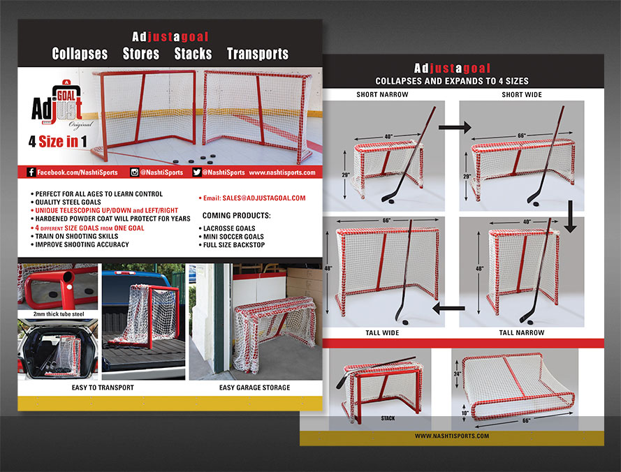 print brochure design for hockey sporting goods products